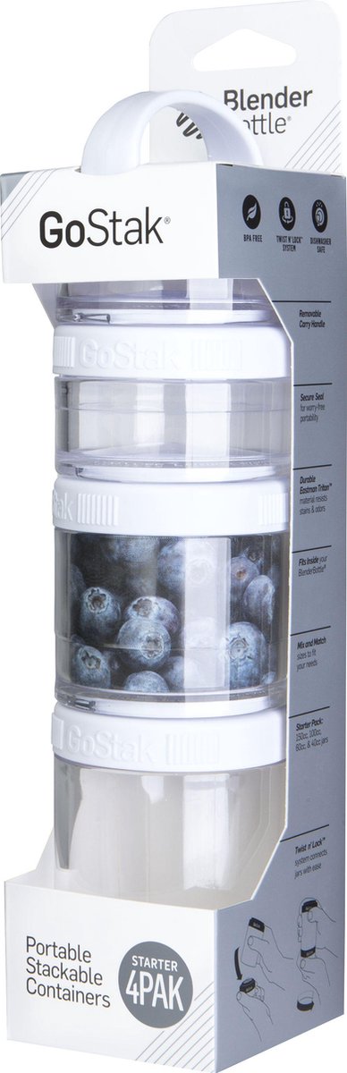 BlenderBottle GoStak - 4-Pack Starter -  40cc - 60cc - 100cc - 150cc WIT