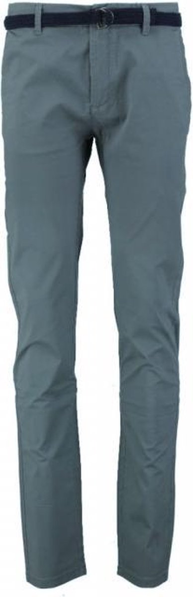 Dstrezzed grijsblauwe slim fit twill stretch chino met riem - Maat  W30-L34