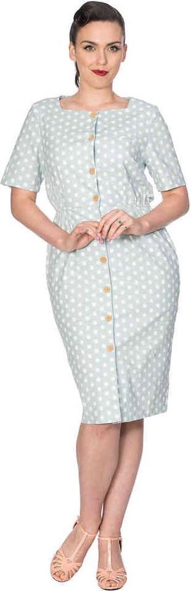 Dancing Days Kokerjurk -XL- POLKA BUTTON UP Groen