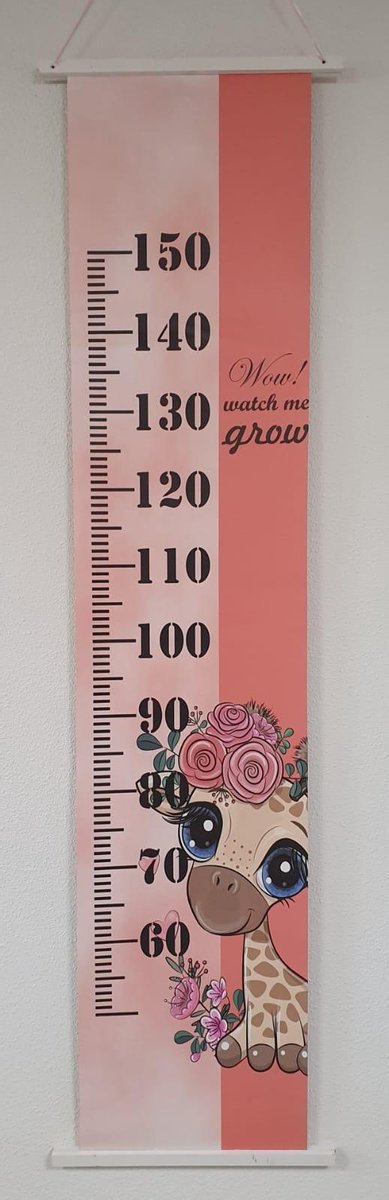 Groeimeter Giraf - meetlat - canvas -  Kinderkamer decoratie - Babykamer accessoires - Wanddecoratie - Kraamcadeau - Kinderkamer decoratie |