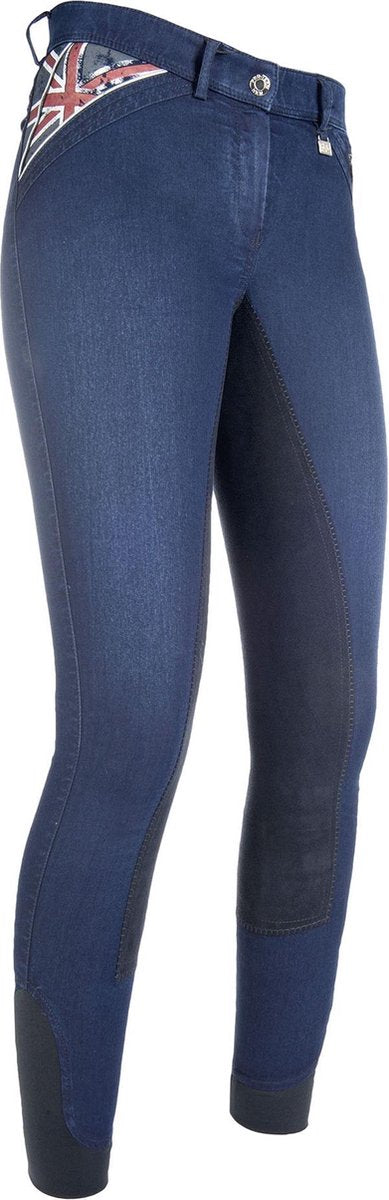 HKM Rijbroek Denim -Global Team- 3/4 Alos zitvlak donkerblauw 170