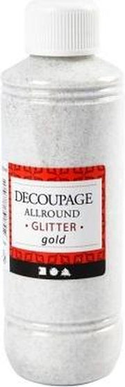 Creotime Decoupage Lijmlak Glitter Goud 250ml