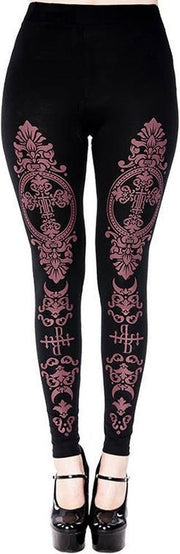 Restyle Legging -S- Monogram Zwart/Bordeaux rood