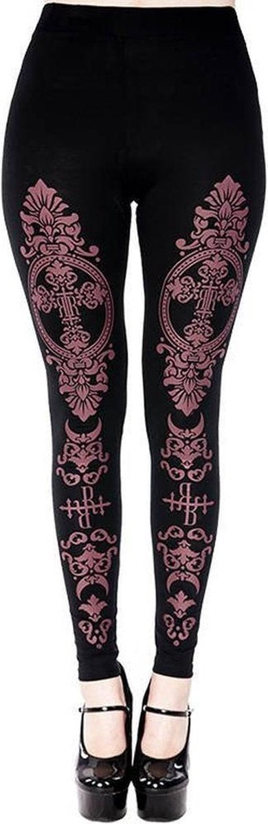 Restyle Legging -S- Monogram Zwart/Bordeaux rood