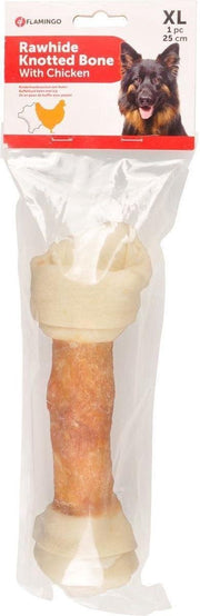 Flamingo hondensnack Geknoopt been kip 25cm