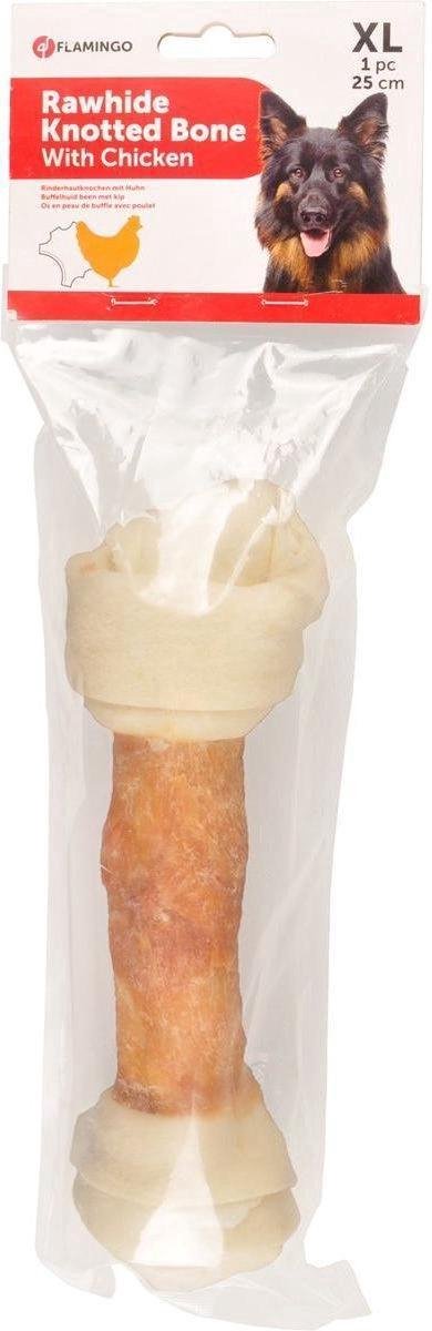 Flamingo hondensnack Geknoopt been kip 25cm