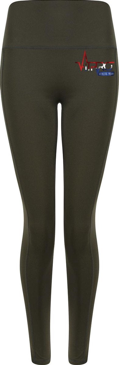 FitProWear Taurito Sportlegging - Olijf - Maat XXS - Sportlegging Dames - Legging Dames - Sportbroek - Slim-Fit Legging - Legging Polyester - Legging Telefoonvak - Fitness Legging - Sportkleding dames
