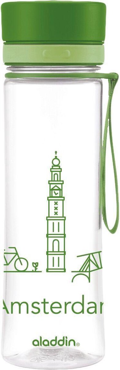 Aladdin Aveo Waterfles - 600 ml - Incl. City Print - Groen Amsterdam