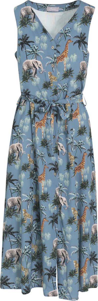 Cassis - Jurk in viscose met savanneprint - Blauw