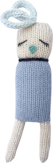 Luckyboysunday Knuffelvogel Junior 14 Cm Alpaca Wol Wit/blauw