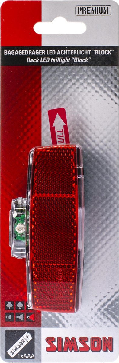 Simson Batterij Bagagedrager achterlicht 'Block' 1 LED