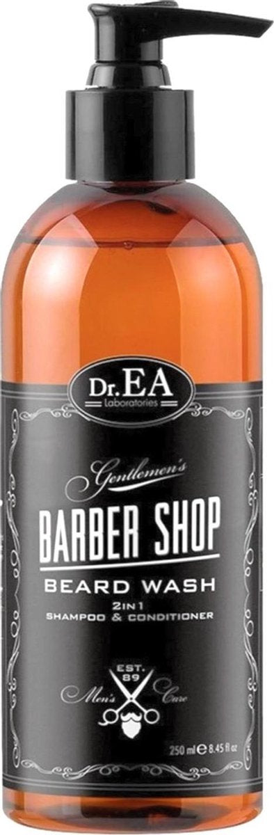 Dr EA Laboratories | Barber Shop | Beard Wash | Baardverzorging | Baard | Shampoo en Conditioner | 2 in 1 | Parabenen en SLS Vrij | Pomp | Wit | 250 ML