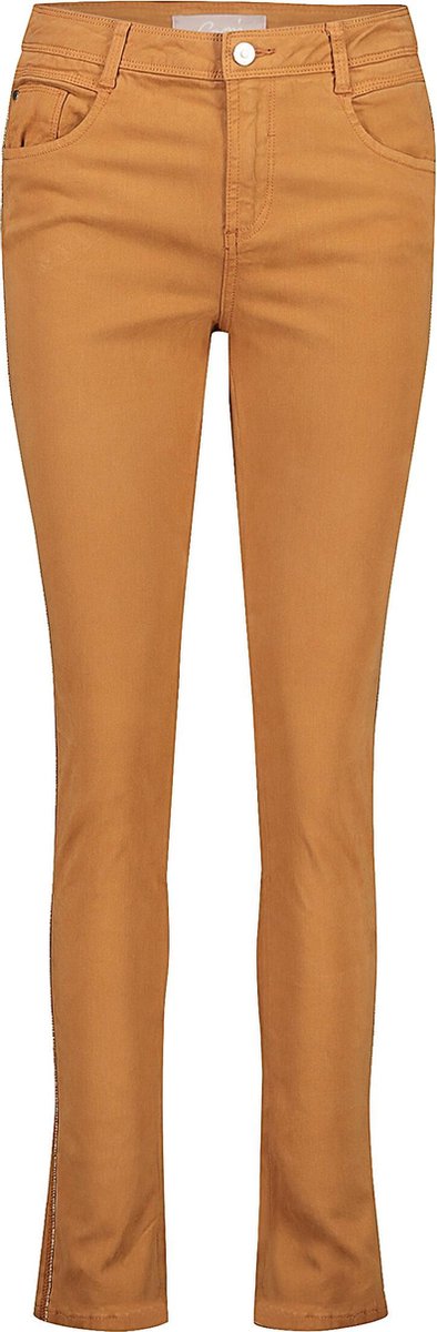 Cassis - Slim jeans met zilverkleurige strepen - Camel