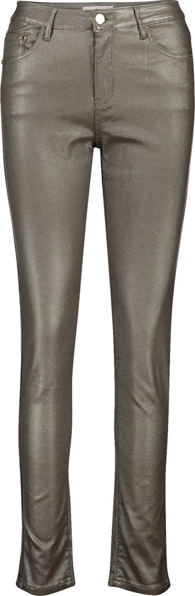 Cassis - Gecoate broek met lovertjeseffect - Kaki