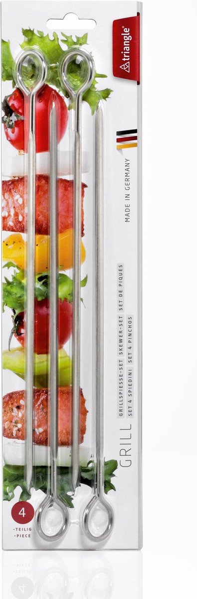 Triangle Grillspiezenset 4-delig met ring in doos Professional RVS 29 cm