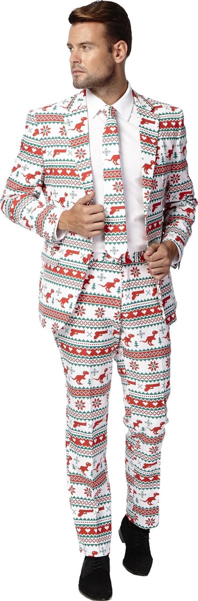 OppoSuits Gangstaclaus - Mannen Kostuum - Wit - Kerst - Maat 46