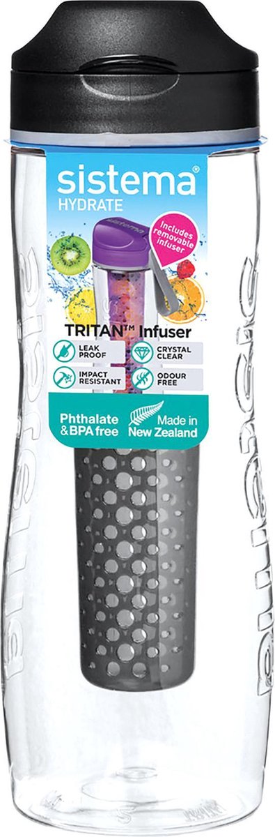 Sistema Hydrate drinkfles - Tritan Infuser zwart - 800ml