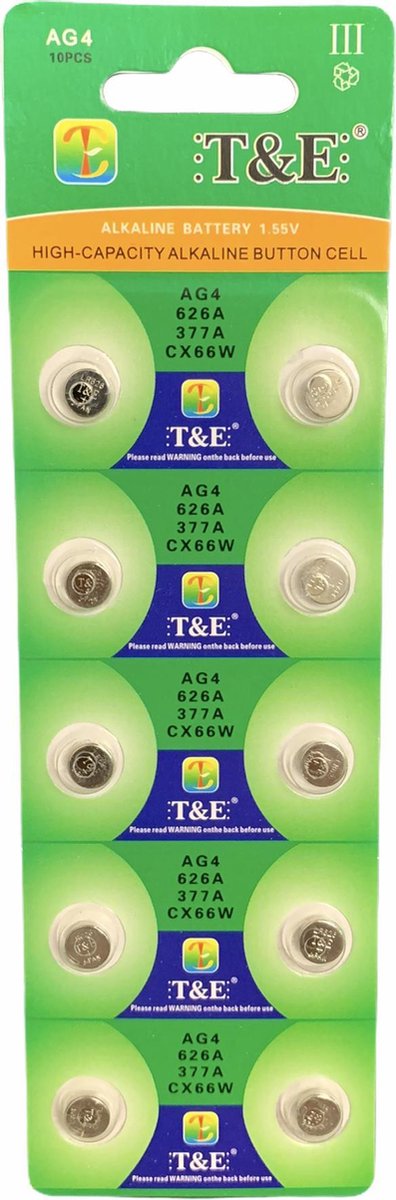 AG4 Alkaline Batterijen LR626/LR66 – Knoopcel - Hoge Capaciteit – 10 Stuks