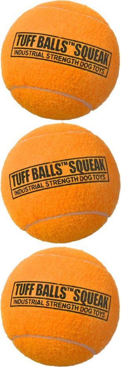 Tuff Balls Squeak 6cm 3-Pack Oranje