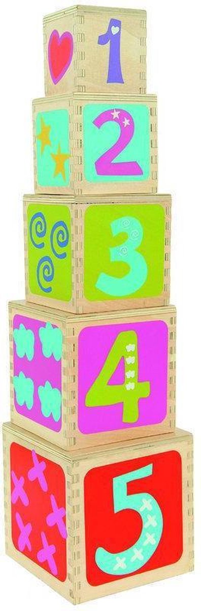 Boikido' houten bouwblokken piramide 5 stuks