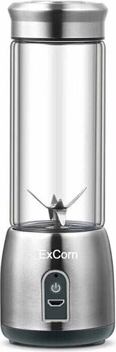 ExCorn RVS Smoothie Maker – Draagbare Blender – Blender To Go – Draagbare Blender – Portable Blender – Draadloos – USB Oplaadbaar – Blender Smoothie – Mini Blender