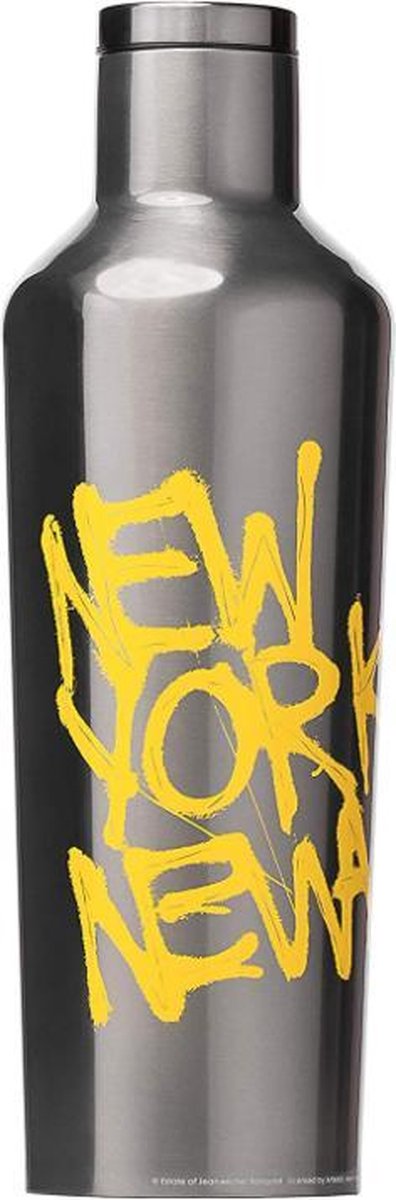 Corkcicle  Canteen 475ml - Basquait - NY New WaveGunmetal Roestvrijstaal - Waterfles en Thermosfles - 3wandig - 25uur koud en 12uur warm - BPA vrij - grote opening voor ijsklontjes