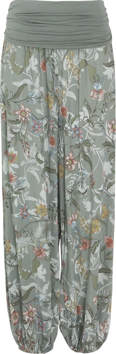 Cassis - Broek in viscose met bloemenprint - Kaki
