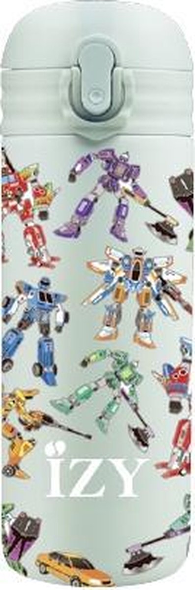 IZY drinkfles / thermosfles kinderen met rietje - 350 ml - Pastel Groen Transformers