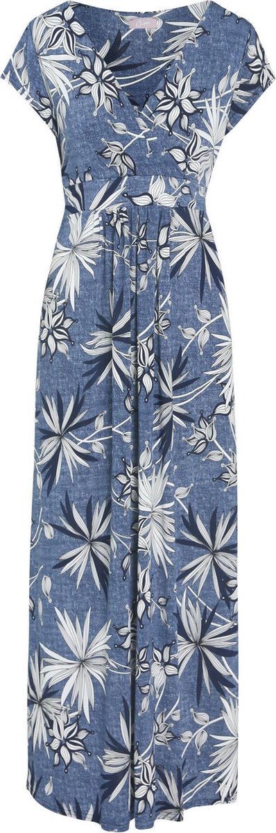 Cassis - Lange jurk met bloemenprint en jeanslook - Denim
