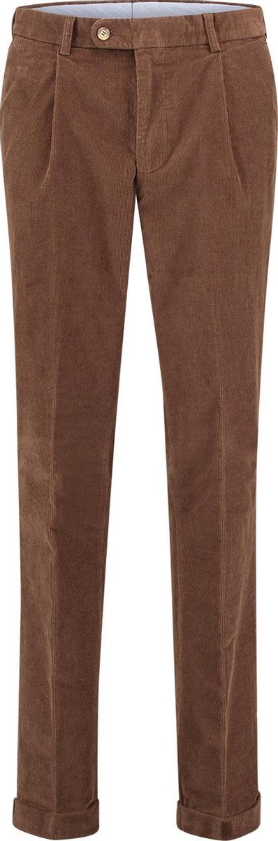 The English Hatter Mannen Corduroy Pantalon Smalle Rib Bruin Katoen Maat: 58