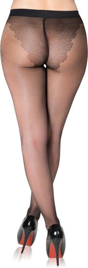 FIORE Klara 20 zwarte panty met slipmotief - Zwart