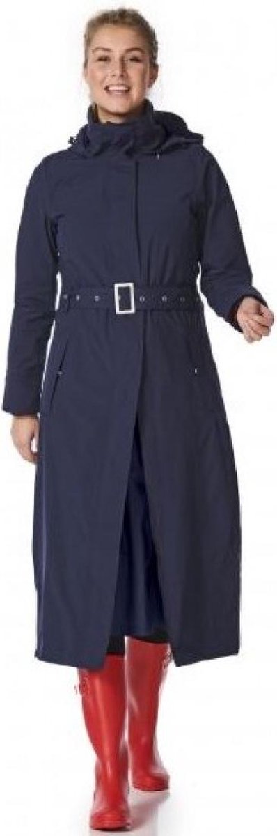 Donkerblauwe lange Regenjas  (Long Raincoat) met donkerblauwe voering Madonna XS