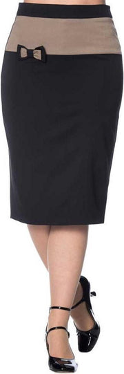 Dancing Days Kokerrok -2XL- Colour Block Zwart/Bruin