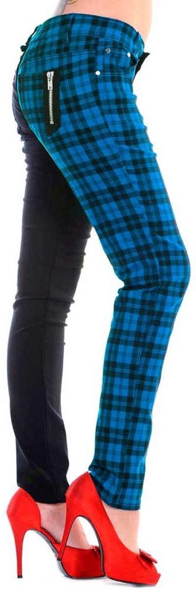 Banned Skinny fit broek -S- HALF BLACK HALF CHECK Zwart/Blauw