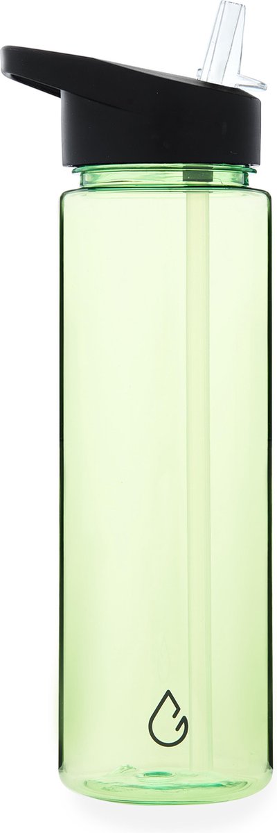 Wattamula Waterfles met rietje - 750 ML - Groen transparant - Milieuvriendelijk - Drinkfles