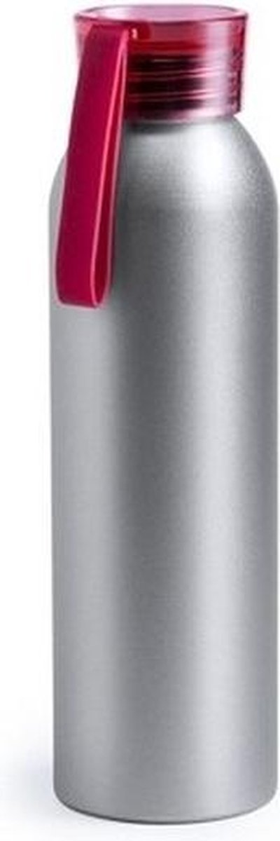Aluminium drinkfles/waterfles met rode dop 650 ml - Sportfles - Sportbidon