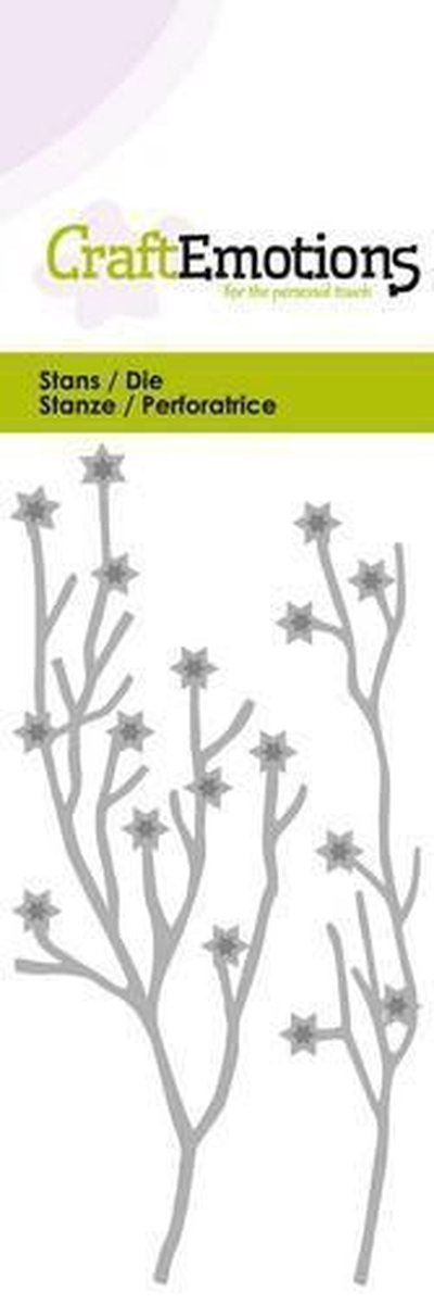 CraftEmotions Die - 2 takken met sterren Card 5x10cm