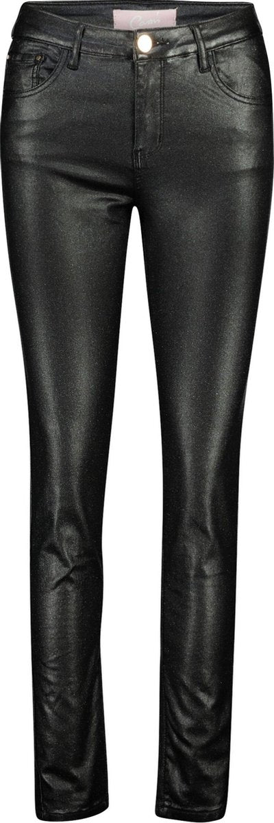 Cassis - Gecoate broek met lovertjeseffect - Zwart
