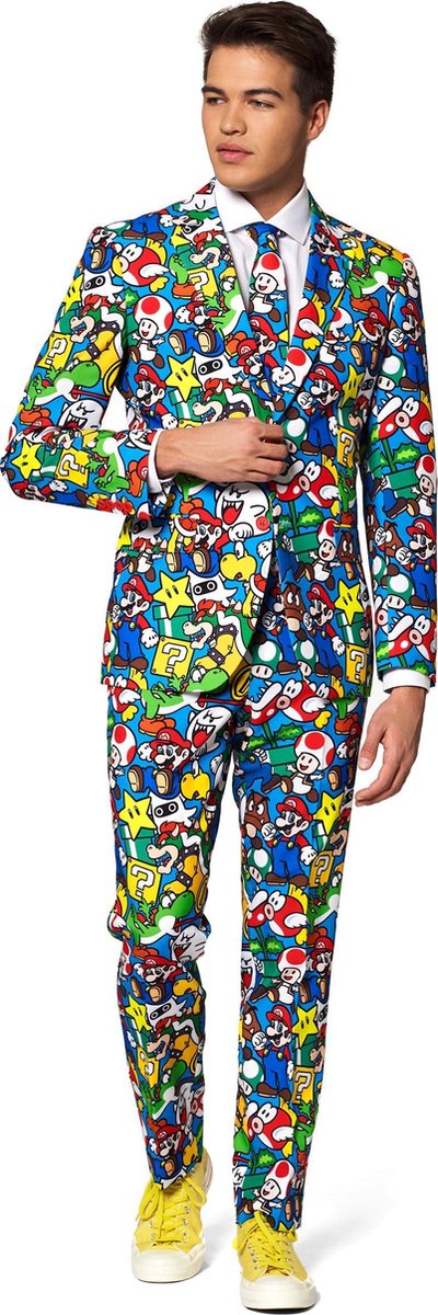 Mr. Super Mario™ Opposuits™ kostuum voor volwassenen - Volwassenen kostuums