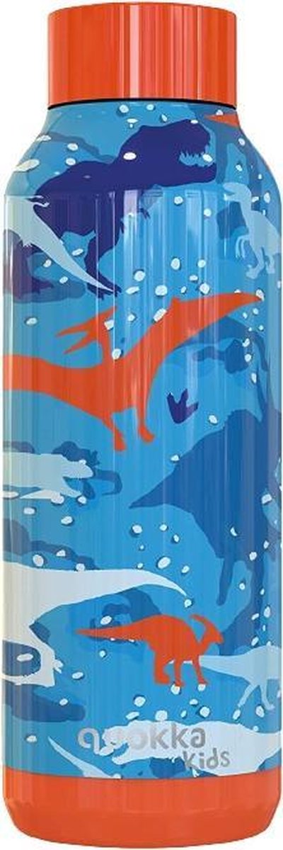 Quokka Drinkfles Solid Dinosaurus 510 Ml Rvs Blauw/oranje