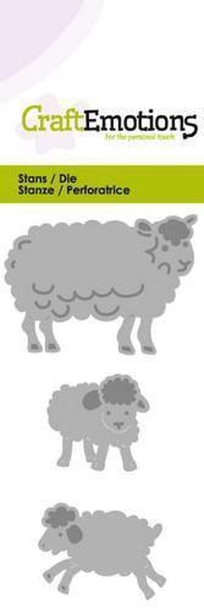 CraftEmotions Mal -  schaap met lammetjes fantasie Card 5x10 centimeter