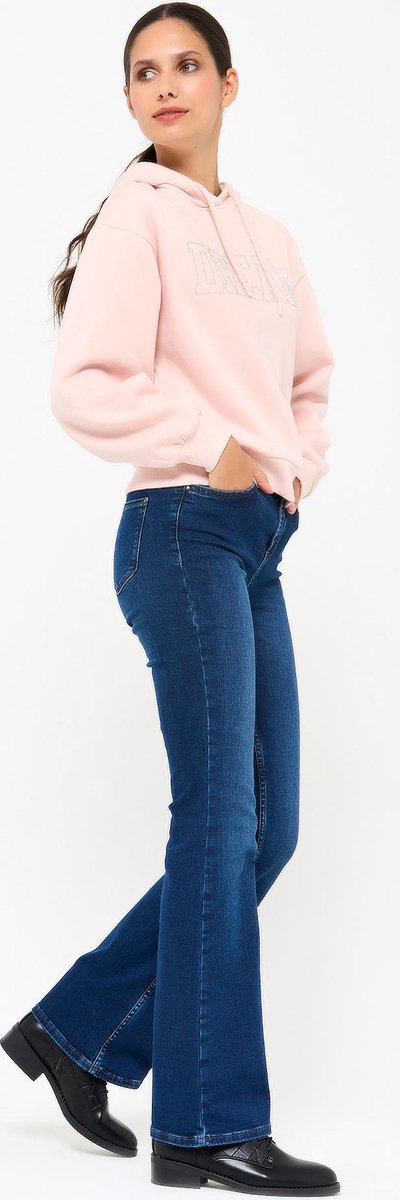 Sweater met capuchon en tekst - Nude