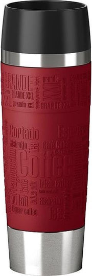 TRAVEL MUG Grande. isoleerbeker. 0.5 L. RVS/bosbraam. siliconen sleeve