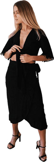 LYDIA Rokken Dames van 100% Natuurlijke Katoen en Organische Textielverf - Anti Allergie Rokjes Dames / Zomerjurken / Strandjurken - Sneldrogende Lange Rok / Jurken voor Vrouwen / Kleding voor Volwassenen - Zwart