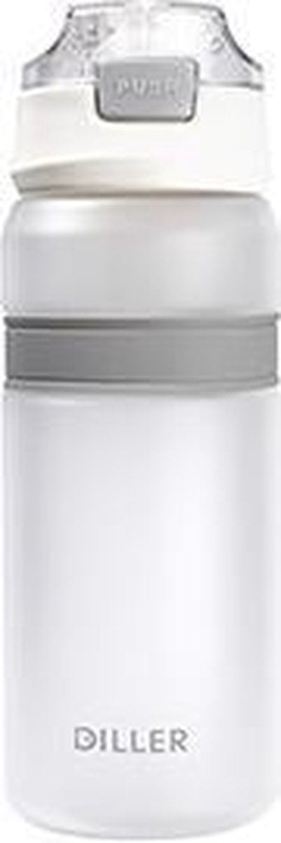 Diller Waterfles met Rietje - Drinkfles - Handig Sluitsysteem - 700ml - Wit - Tritan & BPA-vrij