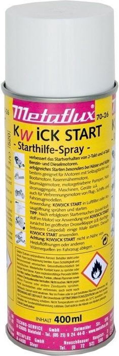 Metaflux - kwick start spray - start hulp benzine & diesel