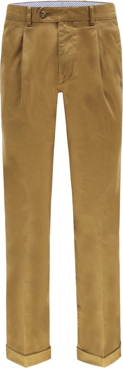The English Hatter Mannen Pantalon met Bandplooi en omslag Bruin Katoen Maat: 52