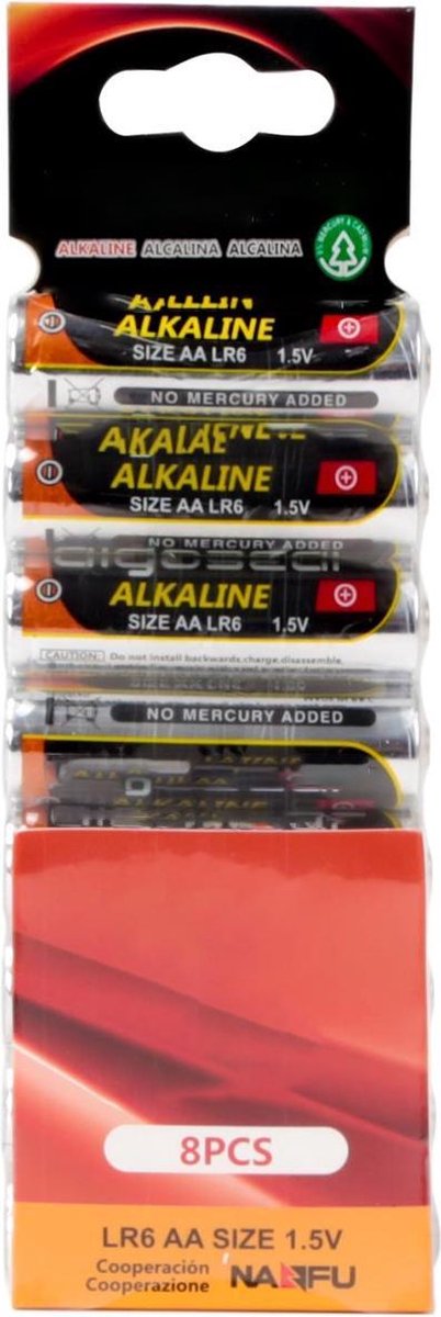 Batterij - Aigi Baty - AA/LR06 - 1.5V - Alkaline Batterijen - 8 Stuks - BSE