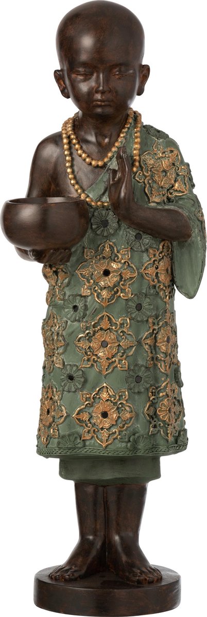 J-Line T-Lh Monnik Staand Poly Groen/Goud Large