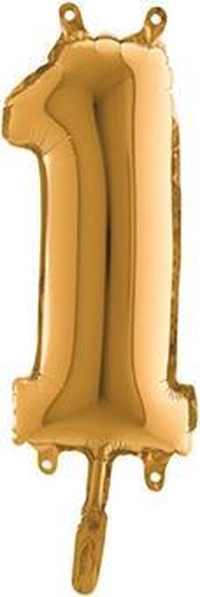 Folieballon - Cijfer 1 - Goud - Grabo balloon - 35cm